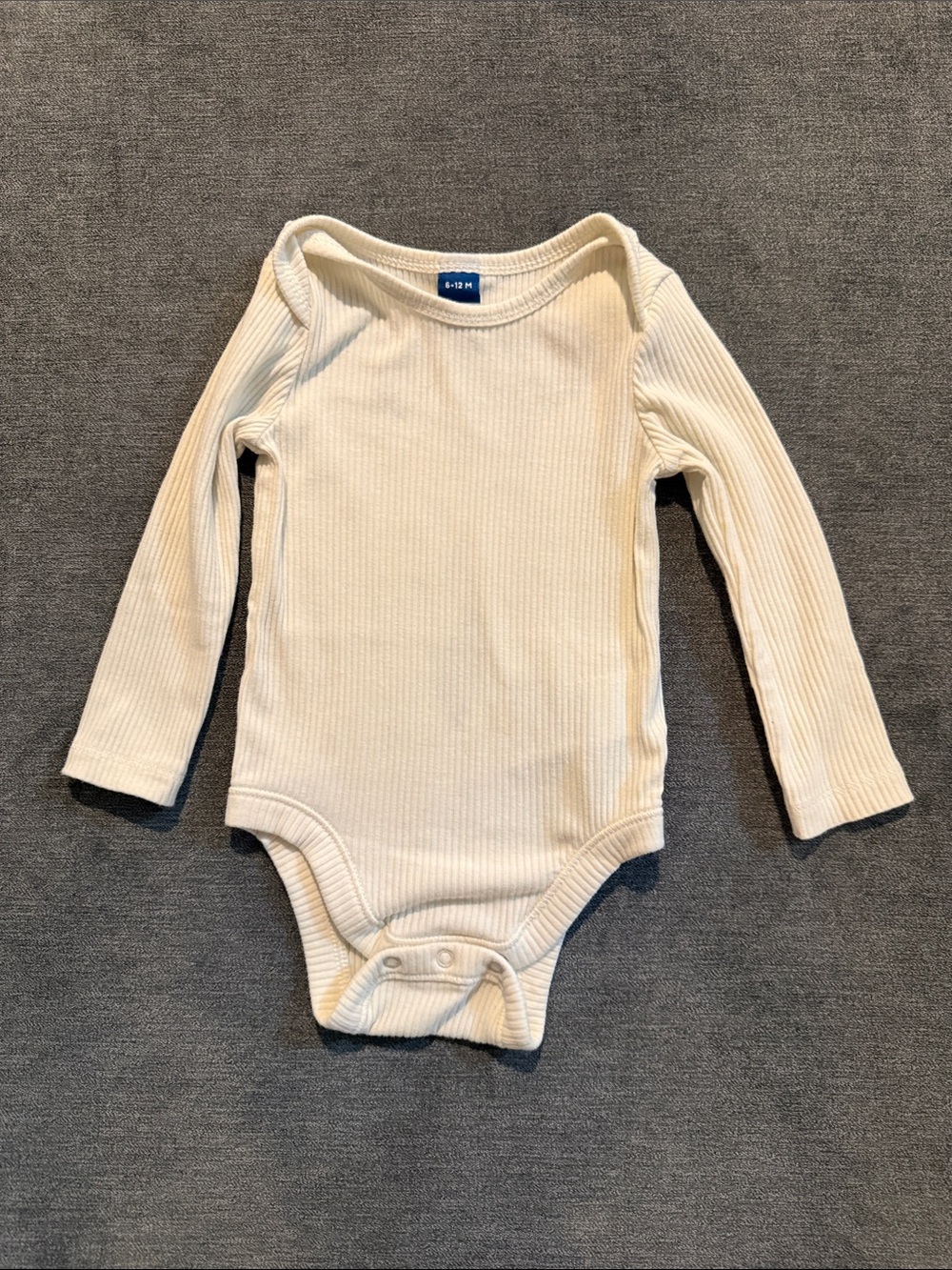 Old Navy Cream Ribbed Long-Sleeve Baby One-Piece